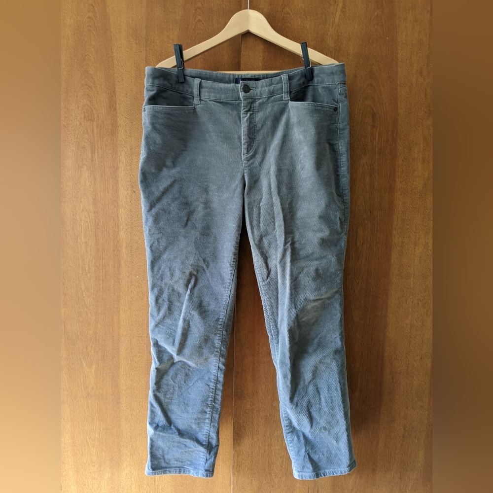 Talbots grey blue Simply Flattering 5-pocket corduroy pants, size 14P